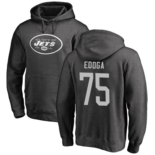 New York Jets Men Ash Chuma Edoga One Color NFL Football #75 Pullover Hoodie Sweatshirts